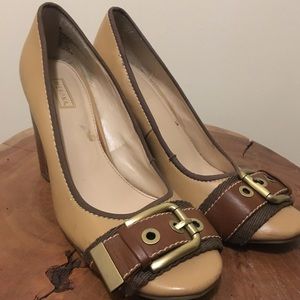 Buckled Stripe Block Heels